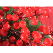 Set 2 crengute fructe rosii artificiale 53.5 cm