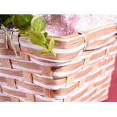 Cos bambus maro alb 22.5x17x12 cm