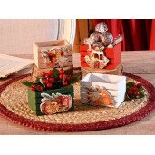 Set 4 cosulete Craciun lemn multicolor 8.5x6x5 cm