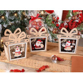 Set 3 decoratiuni Craciun lemn multicolor 12.5x8x16 cm