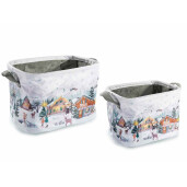 Set 2 cosuri Craciun textil multicolor 30 x 21 x 22 H, 23 x 16 x 18 H