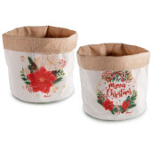 Set 2 cosuri Craciun textil multicolor 18x22 cm