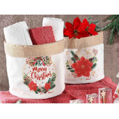 Set 2 cosuri Craciun textil multicolor 18x22 cm