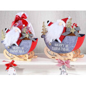 Set 2 Saniute decorative textil lemn multicolor 18x8.5x20 cm, 15x7.5x16.5 cm