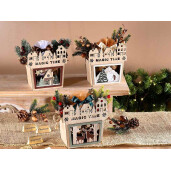 Set 3 cosuri Craciun lemn multicolor cm 13 x 8 x 14,5 H