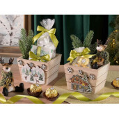 Set 2 cosuri Craciun lemn multicolor cm 10 x 10 x 7,5 H