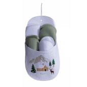 Set 8 perechi papuci casa in suport textil multicolor model Craciun II cm 26 x 11,5 x 49 H