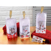 Set 3 cutii cadou Craciun crema sosete 8.5x5.5x18 cm