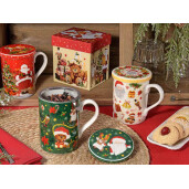 Set 3 cani Craciun portelan multicolor Ø 8 cm x 10,5 H, 350 ml