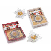 Set 2 candele cu 2 lumanari in cutii cadou Fulg de Nea, Bradut 8,5x9x2 H
