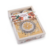 Set 2 candele cu 2 lumanari in cutii cadou Fulg de Nea, Bradut 8,5x9x2 H