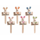 Set 6 figurine Iepurasi Paste textil lemn multicolor 7,5x18H 