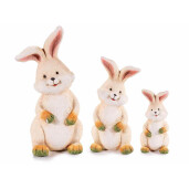 Set 3 figurine Iepurasi ceramica multicolora 10.5x9x20.5 cm, 7.5x7.5x16 cm, 5.5x5x10.5 cm