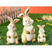 Set 3 figurine Iepurasi ceramica multicolora 10.5x9x20.5 cm, 7.5x7.5x16 cm, 5.5x5x10.5 cm
