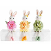 Set 3 figurine Iepurasi Paste textil multicolor 5x6x13 H