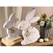 Set 2 figurine Iepurasi Paste lemn 28.5x3x40 cm, 21x2.5x30 cm