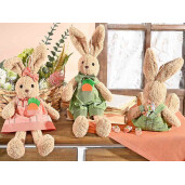 Set 2 figurine Iepurasi Paste textil multicolor 11x7x43 cm