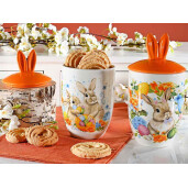 Set 4 borcane Iepuras ceramica multicolora 10.5x20.5 cm