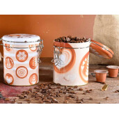 Set 4 borcane metal maro alb 12x9.5x12 cm