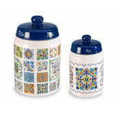 Set 2 borcane ceramica multicolora 11.5x19 cm, 8.5x14.5 cm