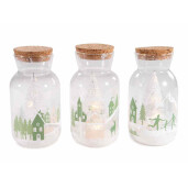 Set 3 decoratiuni Craciun sticla cu leduri 8x15.5 cm