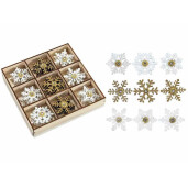 Set 27 decoratiuni Fulg de Nea lemn cu adeziv cm 3,5 x 3,5 H