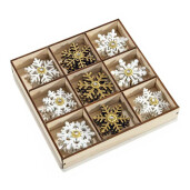 Set 27 decoratiuni Fulg de Nea lemn cu adeziv cm 3,5 x 3,5 H