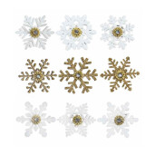 Set 27 decoratiuni Fulg de Nea lemn cu adeziv cm 3,5 x 3,5 H