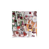 Inger decorativ portelan textil cu rochita roz alb 17x10x48  cm