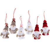 Set 18 ornamente brad Mos Craciun textil multicolor 7.5 cm