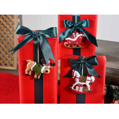 Set 3 ornamente brad Craciun polirasina multicolora 7x6.5 cm