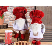 Set 2 figurine Mos Craciun Bucatar textil multicolor 22.5x18x46 cm