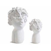 Set 2 figurine Copilasi polirasina alba 17x17x28.5 cm, 11x11x19 cm