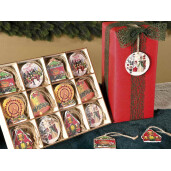 Set 72 ornamente brad Craciun lemn multicolor 5x5.5 cm