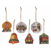 Set 72 ornamente brad Craciun lemn multicolor 5x5.5 cm