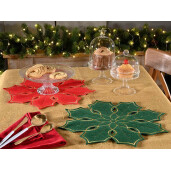 Set 18 suporturi farfurii Craciun textil multicolor  Ø 34,5 cm