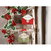 Set 2 ornamente brad Craciun lemn multicolor cm 11 x 10 H