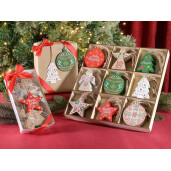 Set 72 ornamente brad Craciun lemn multicolor cm 6,5 x 7 H