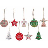 Set 72 ornamente brad Craciun lemn multicolor cm 6,5 x 7 H