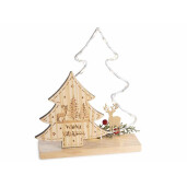 Decoratiune Craciun lemn multicolor cu led cm 18 x 5 x 21 H