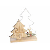 Decoratiune Craciun lemn multicolor cu led cm 18 x 5 x 21 H
