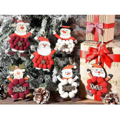 Set 6 ornamente brad Craciun lemn textil multicolor 8x12.5 cm