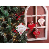 Set 20 ornamente brad Craciun lemn multicolor cm 13,5 x 18 H