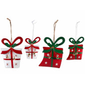 Set 4 ornamente brad Craciun metal multicolor 9x13 cm, 6.5x9 cm