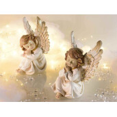 Set 2 figurine Ingeri polirasina alba maro cm 9,5 x 8,5 x 16 H