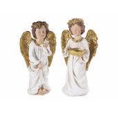 Set 2 figurine Ingeri polirasina alba aurie cm 16 x 13 x 31 H