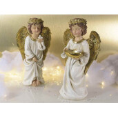 Set 2 figurine Ingeri polirasina alba aurie cm 16 x 13 x 31 H