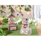 Set 2 casute decorative lemn multicolor cm 9,5 x 6 x 22 H