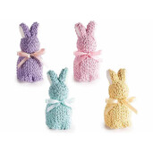 Set 4 figurine Iepurasi Paste bumbac multicolor 7 x 8,5 x 16 H
