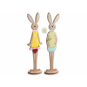 Set 2 figurine Iepurasi Paste lemn multicolor cm 15,5 x 8,5 x 60 H